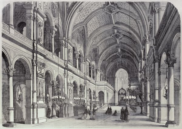 Antique illustration of the Eglise de la Sainte Trinite interior Paris Original created by Fichot and Cosson-Smeeton was published on L