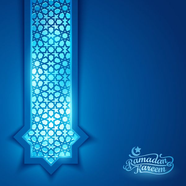 نماد رمضان کریم با پس زمینه بنر مسجد مسلمان با الگوی بردار الگو