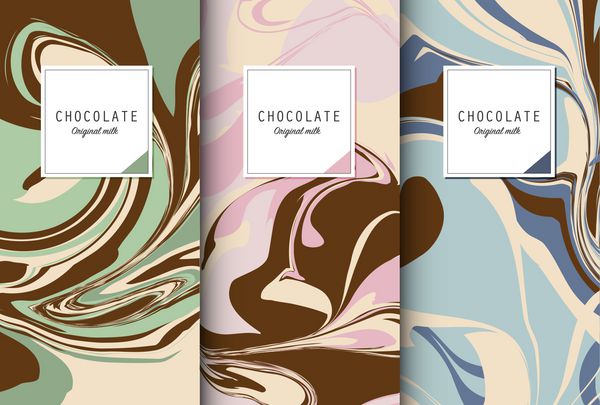 مجموعه بسته بندی شکلات قالب لوکس مدل لوکس مرسوم با برچسب و الگوی هندسی طراحی برداری بردار