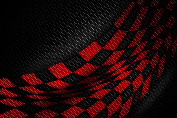 پس زمینه قرمز و سیاه و سفید فیبر الگوی چکرز طراحی 3D تصویر سبک مسابقه ورزشی