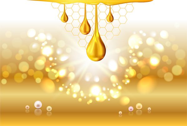 روغن زرد طلایی عسل براق مروارید و جای خالی برای اشیاء است مش گرادیان پس زمینه نور بوک چکیده درخشان لوسیون آرایشی یا مایع تصویر برداری