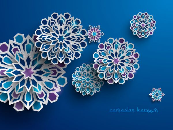 نقاشی کاغذی از هنر هندسی اسلامی دکوراسیون اسلامی ماه رمضان کریم نام ماه مبارک رمضان است