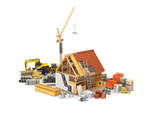 مصالح ساختمانی ساخت خانه های قاب چوبی و عایق بندی آن تصویر 3D