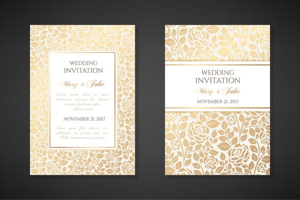 طرح دعوت نامه عروسی طراحی جلد با زیورآلات طلا گل رز بردار زمینه های تزئینی سنتی