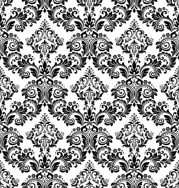 الگوی بدون درز گلدار بدون درز تصویر زمینه سلطنتی گل در پس زمینه سیاه و سفید الگوی گرافیکی