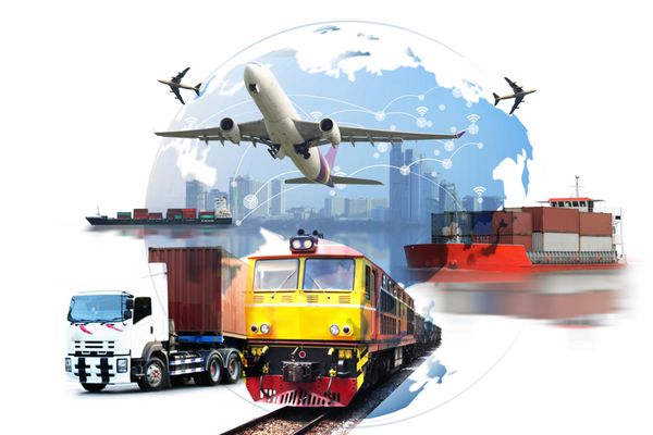 تجارت جهانی حمل و نقل کانتینر حمل و نقل کالا برای صادرات واردات لجستیک مفهوم لجستیک کسب و کار حمل و نقل هوایی محموله حمل و نقل ریلی حمل و نقل دریایی تحویل در زمان