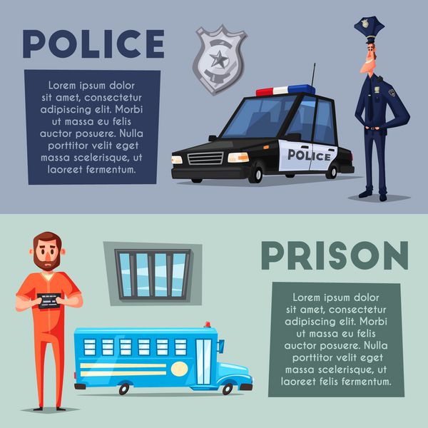 پلیس و زندان تصویر برداری کارتونی