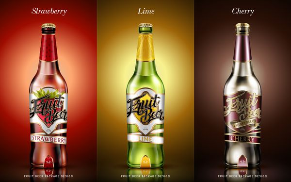 طراحی بسته بندی میوه برچسب کسب و کار برای طعم های مختلف در تصویر 3d