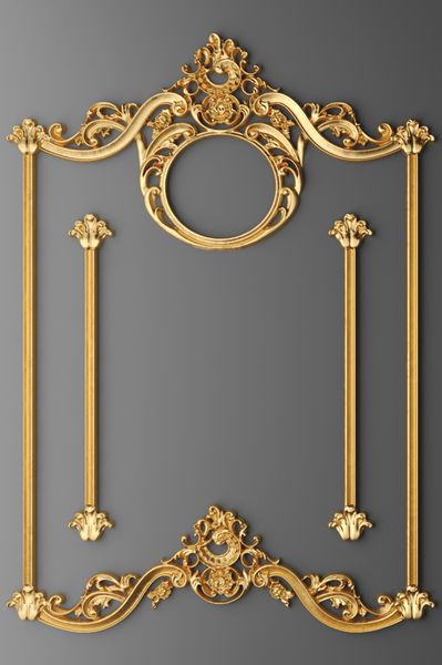 3d illustration gucco frame gold