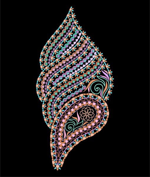 الگوی بوهمی رنگارنگ با گل و گیاه زیور آلات قومی سنتی شیء جدا شده بر روی زمینه سیاه چاپ بردار