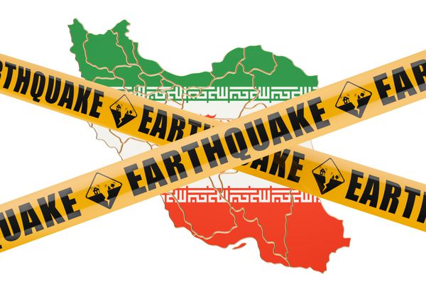 زلزله در مفهوم ایران ارائه 3D بر روی زمینه سفید