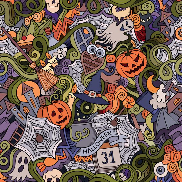 بردار کارتون دست ساز Doodles در مورد هالووین