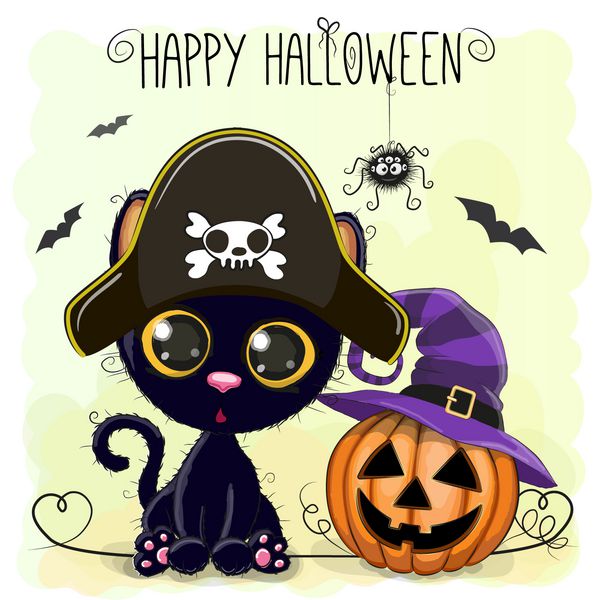 تصویر هالووین از کارتون گربه سیاه و سفید