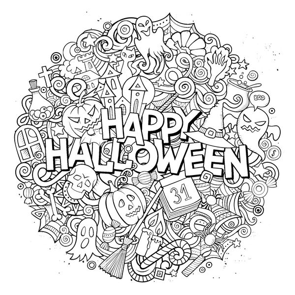 کارتون زیبا دودل کتیبه هالووین
