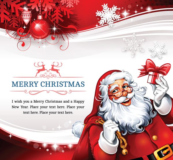 طراحی کارت پستال کریسمس با کارتون بابا نوئل برگزاری یک حضور تصویر برداری یکپارچهسازی با سیستمعامل