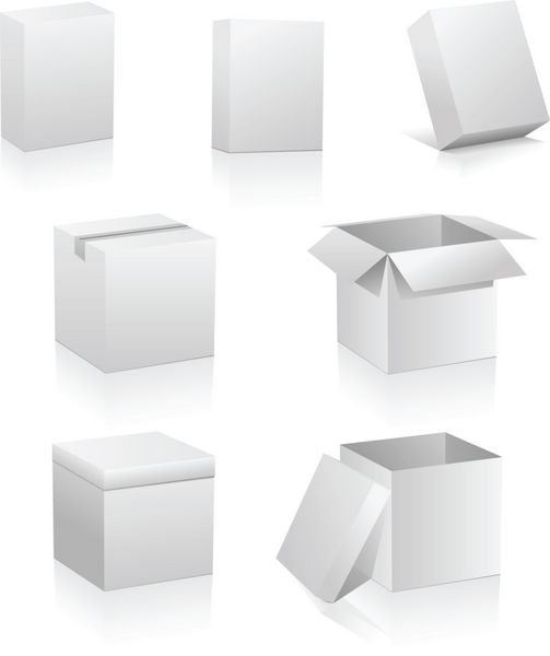 مجموعه ای از جعبه های خالی بر روی زمینه سفید
