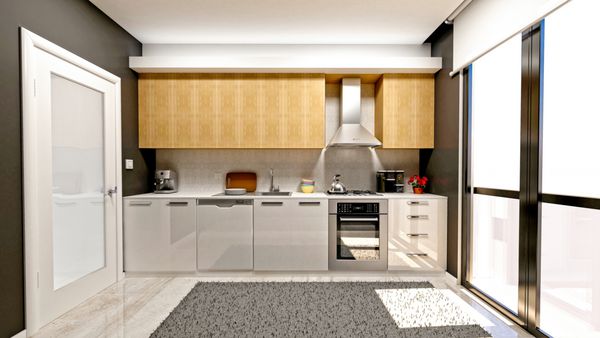 رندر 3D از آشپزخانه خانه مدرن
