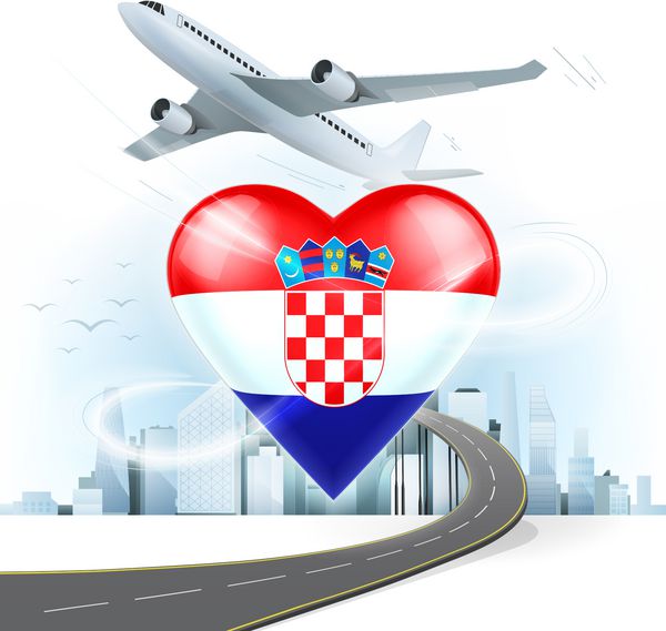 سفر و حمل و نقل مفهوم با کرواسی پرچم در قلب