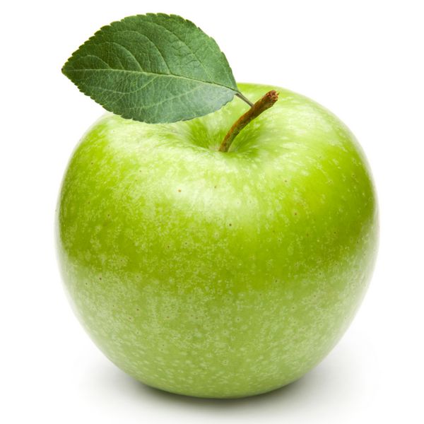 سیب های سبز جدا شده بر روی زمینه سفید