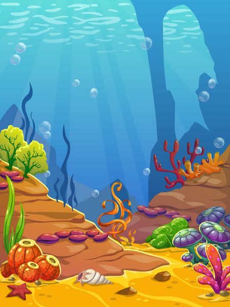 پس زمینه کارتونی زیر آب طبیعت اقیانوس پایین تصویر برداری