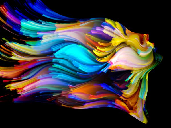 سری رنگ صورت ترکیب پرتره رنگارنگ انسان مناسب به عنوان یک پس زمینه برای پروژه های هنری تخیل خلاقیت و فمینیسم