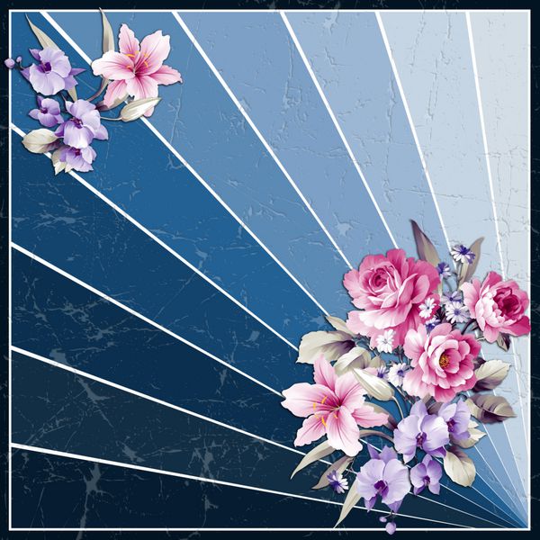 الگوی شال گردن روسری طراحی گل و هندسی الگوی پس زمینه آبی