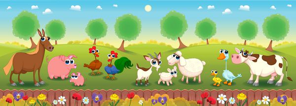 حیوانات مزرعه خانواده در طبیعت شخصیت های کارتونی بردار و خنده دار جدا شده بردار کارتونی