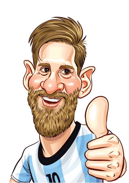 لیونل مسی یک فوتبالیست حرفه ای آرژانتین تصویر برداری کارتونی 7 ژوئن 2018