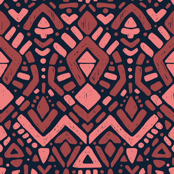 Ikat ornament طراحی قبیله ای با زیورآلات سیمون الگوی بدون درز در سبک آزتک دست نقاشی الگوی فولکلور