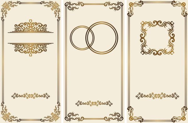 مجموعه ای از سه دعوت عروسی پرنعمت می تواند برای طراحی شما مورد استفاده قرار گیرد طراحی طلا