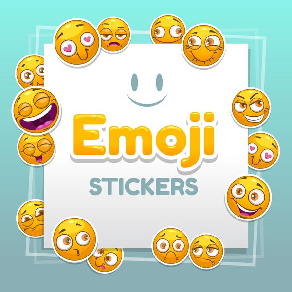 پس زمینه برچسب Emoji پس زمینه چکیده با چهره های خنده دار rounf خنده دار