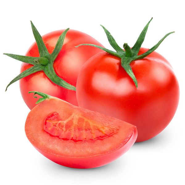 گوجه فرنگی تازه سرخ شده بر روی سفید