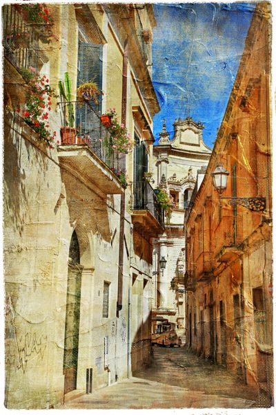 خیابانهای شهر قدیمی ایتالیا- Leccepicture در سبک نقاشی