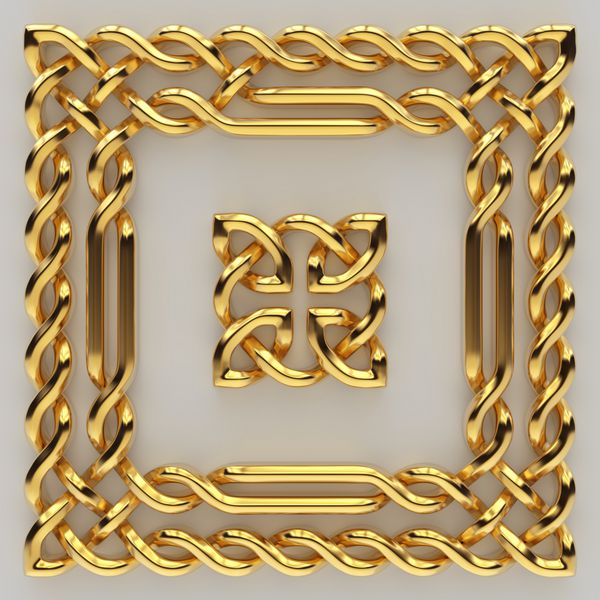 3d فلزی طلا سلطنتی قاب مرز و علامت عناصر طراحی بنر مجموعه ای جدا