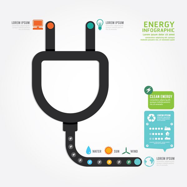 infographics بردار eco انرژی مفهوم طراحی نمودار خط سبک سبک