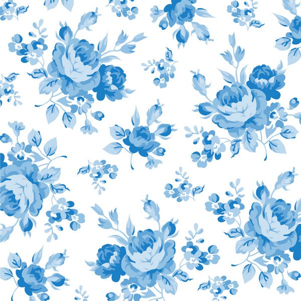 الگوی گل با گل آبی