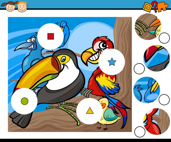 تصویر برداری کارتونی از قطعات آموزشی بازی برای کودکان پیش دبستانی
