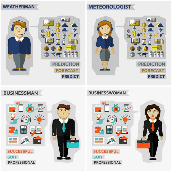 مجموعه ای از حرفه ها هواشناسی هواشناس تاجر کسب و کار