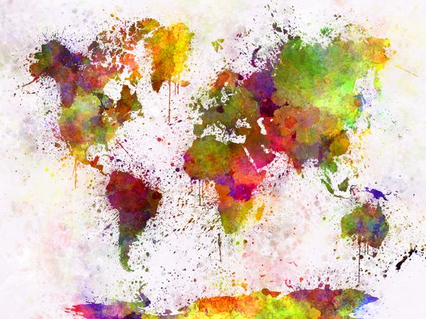 نقشه جهان در نقاشی آبرنگ نقاشی های انتزاعی