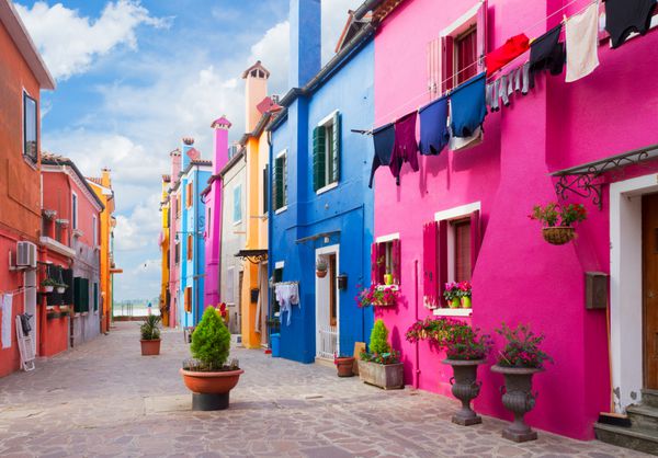 خانه های رنگارنگ جزیره بورانو ونیز ایتالیا