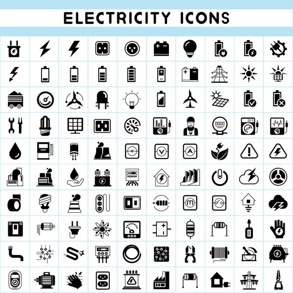 آیکون های برق مجموعه
