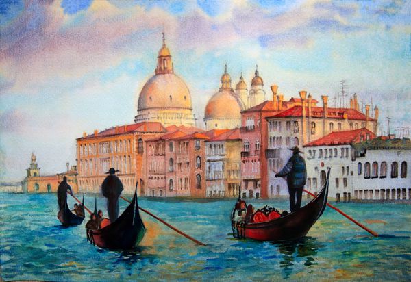 نقاشی ونیز ایتالیا نقاشی شده توسط آبرنگ