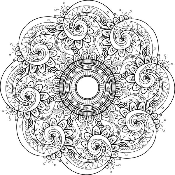 Vector Beautiful Deco Monochrome Contour Mandala Element Design Element قومیت قومی