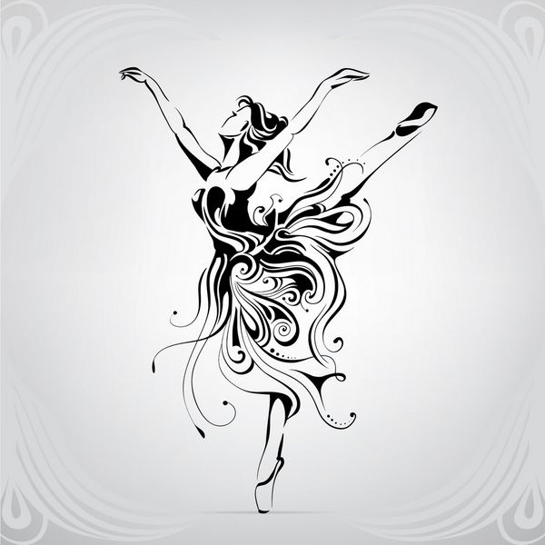 Silhouette ballerina در یک تزئین