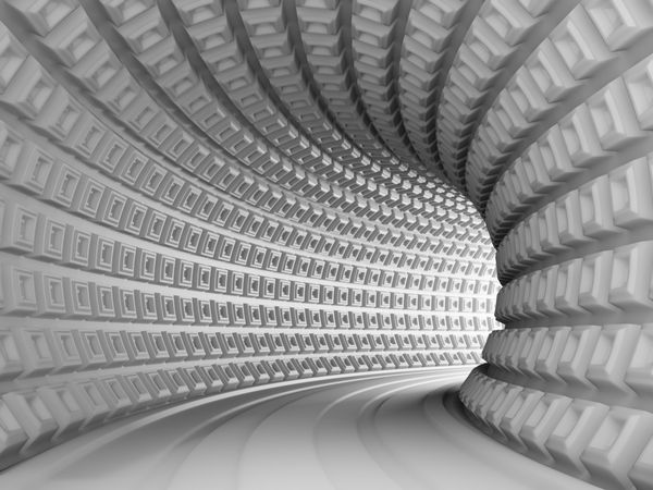 تونل معماری با نور پس زمینه 3D Render Illustration