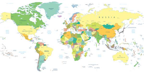 نقشه نقشه سیاسی جزر و مد بر روی سفید تصویر برداری