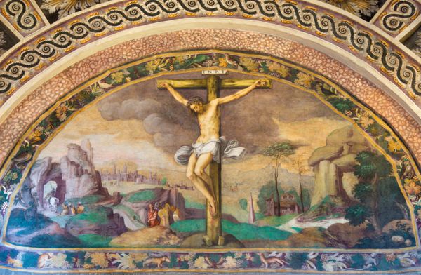 CREMONA ITALY مه 24 2016 نمایشگاه نقاشی از کلیسا در کلیسای سانتا ریتا توسط جولیو کمپی 1547