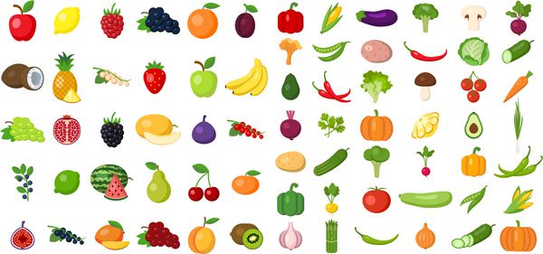 مجموعه ای از میوه ها و سبزیجات