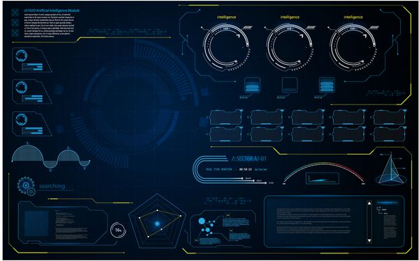 انتزاعی HUD UI رابط داده ها تشخیص conept طراحی پس زمینه قالب