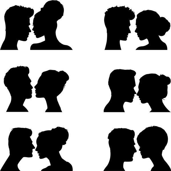 زن و مرد چهره تصویر بردار eps10 سایه ها در پس زمینه سفید زن مرد نمادها مشخصات چهره چهره بردار شبح سیاه و سفید سر بردار